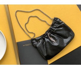 세인트로랑 YSL 은장 로고 체인 호보 백