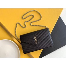 세인트로랑 YSL 로고 모노그램 체인 숄더백 블랙 (은장)